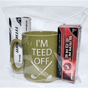 Golf Mug Gift LOT w 2 Sleeves Wilson Core Titanium Golf Balls Old Pottery NWOT